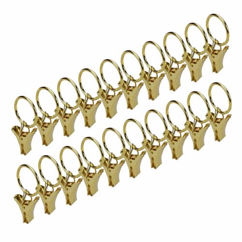 4016318069369 - Ringklammer Gardinenbefestigungen Gr 20 St grau (messingfarben) Zubehör für Gardinen Gardinenbefestigungen Seilspanngarnitur