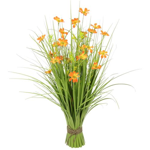 4019844777487 - Kunstgras IGEA Mit Cosmeablüten orange (orange muttertag ostern valentinstag vatertag) B32cm H68cm L32cm Obermaterial 90% Kunststoff 10% Polyester Kunstpflanzen Grasbusch künstlich Dekogras