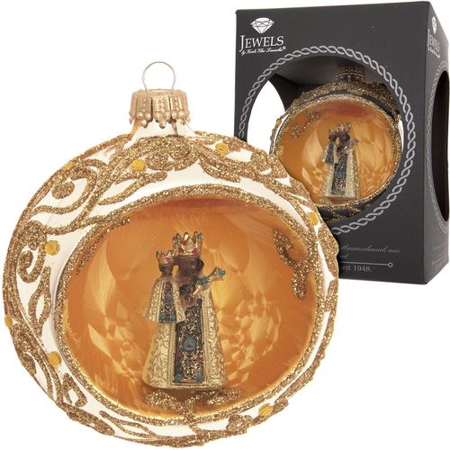 0024762242171 - Christbaumschmuck KREBS GLAS LAUSCHA Reflexkugel mit schwarzer Madonna gold B11cm H15cm T11cm Glas Weihnachtsbaumschmuck Christbaumschmuck aus Glas mundgeblasen handgefertigt Baumkugel