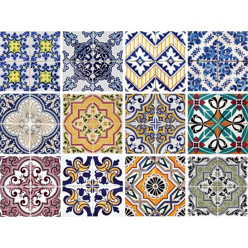 4049008924457 - Fliesenaufkleber HOME AFFAIRE Ornamente bunt B12cm H15cm Fliesenaufkleber Stickerfliesen selbstklebend Sticker 12er Set