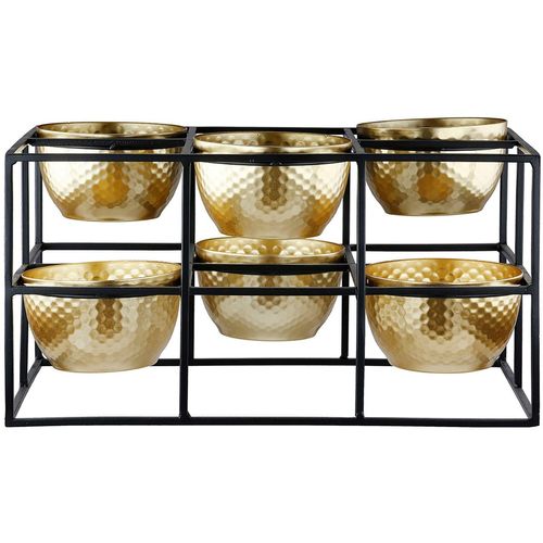 4063387557006 - Teelichthalter CASABLANCA BY GILDE 6er Teelichtleuchter Frame H14 cm gold (goldfarben) B27cm H14cm T18cm Metall Kerzenhalter