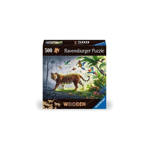 4005556175147 - Ravensburger Puzzle 17514 - Tiger im Dschungel - 500 Teile Holzpuzzle mit stabilen individuellen Puzzleteilen und kleinen Holzfiguren (Whimsies) für Kinder und Erwachsene ab 14 Jahren