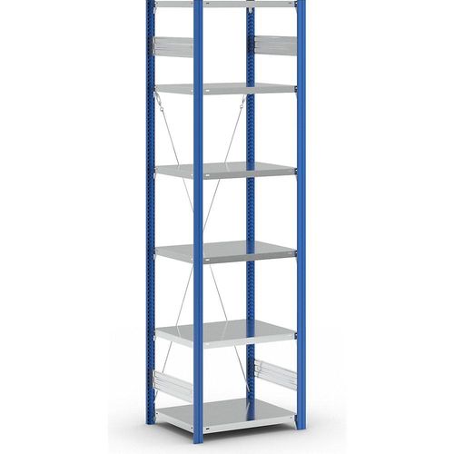 4255821500956 - eurokraft pro Lager-Steckregal RAL 5010 Bauart leicht Regalhöhe 2500 mm B 750 mm Bodentiefe 600 mm Grundregal