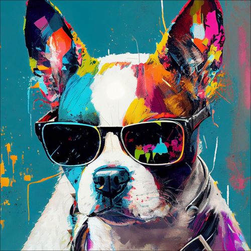 4019449503559 - Glasbild DOG WITH SUNGLASSES I
