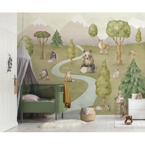 4055065390500 - Fototapete KOMAR Digitaldruck Vlies - Neighbor-wood Meetings - Größe 300 x 250 cm bunt Rollen Vlies Tapeten Wohnzimmer Schlafzimmer