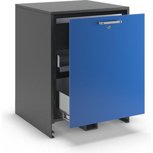 4054923239708 - Asecos Akku-Ladeschrank Typ 90 ION-CHARGE-90 Unterbauschrank Schublade mit 2 Auszugsebenen B 593 x T 574 x H 780 mm Anthrazitgrau Enzianblau