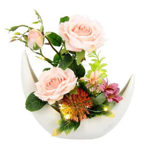 4019844805012 - Kunstblume IGEA Arrangement Rosen in Vase rosa B23cm H30cm L9cm Polyester Kunstpflanzen In Keramikvase Blumengesteck Mittelstücke Hochzeitsdeko Deko Tischdeko