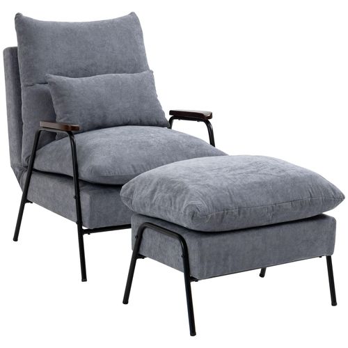 4255633569325 - Relaxsessel mit Hocker Kord Schaumstoff