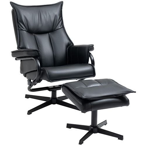 4255633528322 - Relaxsessel mit Liegefunktion und Hocker schwarz (Farbe schwarz)
