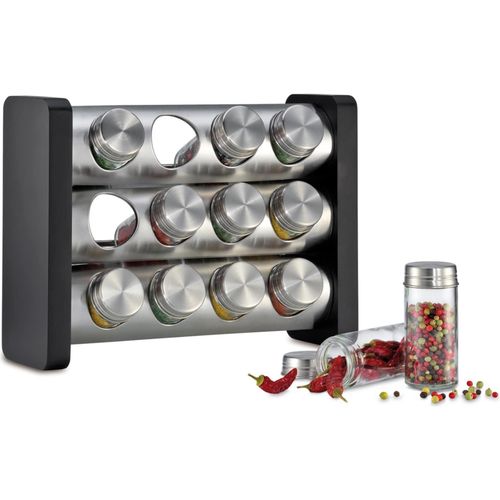 4250648972283 - neuetischkultur Gewürzständer mit 12 Gläsern Edelstahl