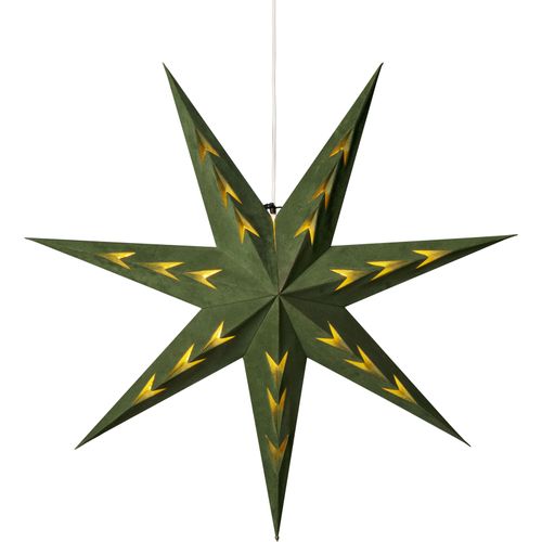 7318305953901 - Dekostern KONSTSMIDE grün B78cm H78cm Papier Dekosterne Papierstern m LED-Technik grünem Samt V-förmig perforiert 7 Zacken