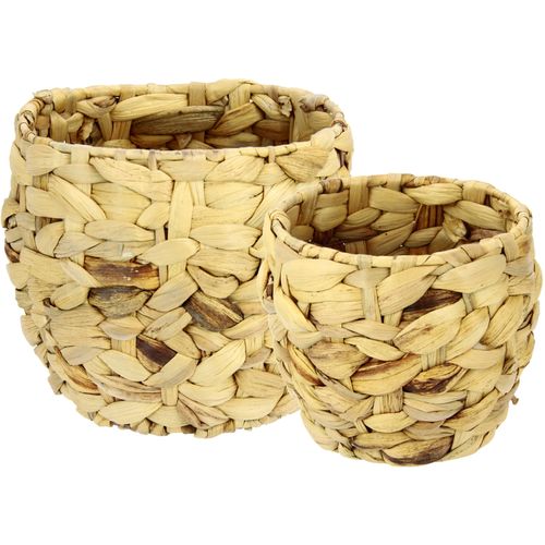 4019844755942 - Übertopf IGEA Aus Wasserhyazinthe beige (natur) B195cm H17cm Pflanzgefäße 2er Set Pflanztöpfe aus Wasserhyazinthe
