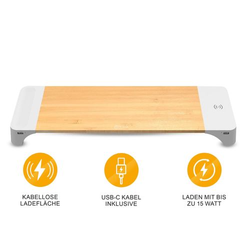 4005197641377 - Monitor-Ständer mit kabelloser Ladefläche 2× USB-A + USB-C Schwarz 15 W 4005197641377 - Monitor-Ständer mit kabelloser Ladefläche 2× USB-A + USB-C Schwarz 15 W