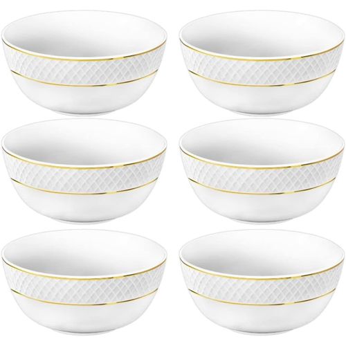 8682455436928 - Salatschalen - 6 Stück - Ø 12cm - Porzellan - Weiß - Schale mit Goldmuster - 380 ml 8682455436928 - Salatschalen - 6 Stück - Ø 12cm - Porzellan - Weiß - Schale mit Goldmuster - 380 ml