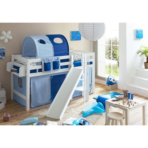 4250393898609 - TiCAA Hochbett mit Rutsche Podestbett Tino Buche Weiß Classic teilbar mit Farbauswahl 4250393898609 - TiCAA Hochbett mit Rutsche Podestbett Tino Buche Weiß Classic teilbar mit Farbauswahl