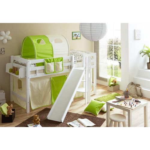 4250393898968 - TiCAA Hochbett mit Rutsche Podestbett Tino Buche Weiß Classic teilbar mit Farbauswahl 4250393898968 - TiCAA Hochbett mit Rutsche Podestbett Tino Buche Weiß Classic teilbar mit Farbauswahl