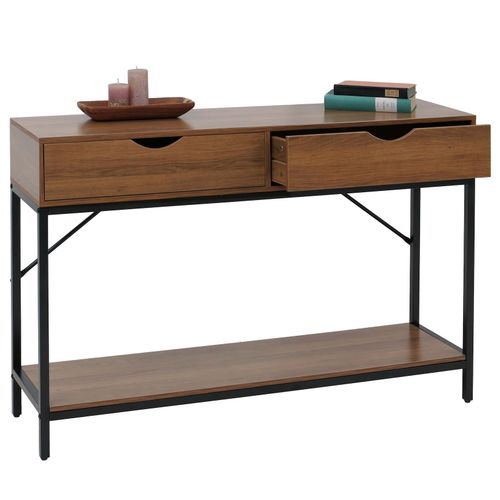 4057651798998 - Konsolentisch MCW-O76 Telefontisch Beistelltisch Ablagetisch Schubladen Ablage Industrial 76x109x30cm ~ braun