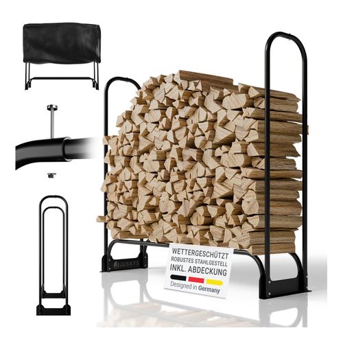 4262437186054 - Kaminholzregal M 130x117x36 cm – Schwarz außen Metall mit Abdeckung & 200 kg belastbar 4262437186054 - Kaminholzregal M 130x117x36 cm – Schwarz außen Metall mit Abdeckung & 200 kg belastbar