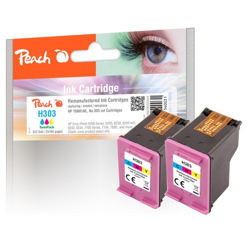 7640460540031 - HP 303 C 2 Druckköpfe 2*col ersetzt HP No 303 C*2 T6N01AE*2 für zB HP Envy Photo 7830 HP Envy Photo 6220 HP Envy Photo 6230 wifi HP Tango (wiederaufbereitet)