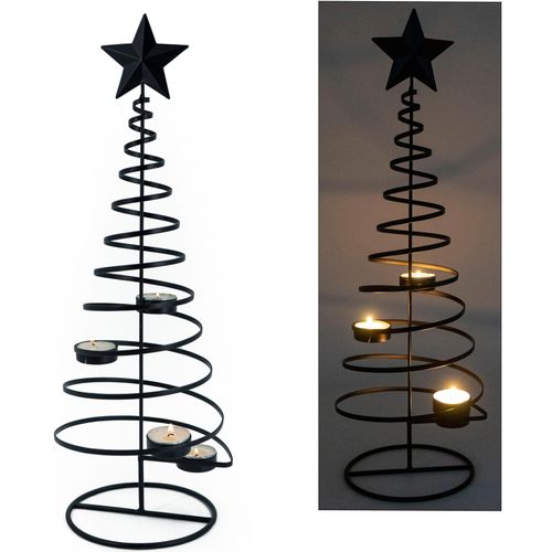4031456249794 - Kerzenhalter Teelichthalter BAUM aus Metall mit Stern-Spitze schwarz H51cm Ø18cm Metall Kerzenhalter 4-flammig Advendsleuchter Höhe ca 51 cm 4031456249794 - Kerzenhalter Teelichthalter BAUM aus Metall mit Stern-Spitze schwarz H51cm Ø18cm Metall Kerzenhalter 4-flammig Advendsleuchter Höhe ca 51 cm