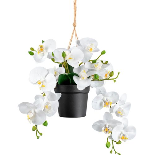 4064118181002 - Kunstorchidee CREATIV GREEN Orchidee Phalaenopsis weiß H25cm Kunstpflanzen mit real-touch-Blüten