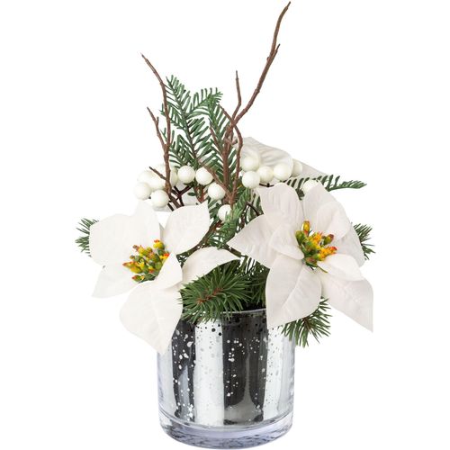 4064118113768 - Winterliche Kunstpflanze CREATIV GREEN Weihnachtsdeko Kunstpflanzen Gr H 34 cm 1 St weiß Kunstpflanzen in Glasvase mit Beeren und Zweigen