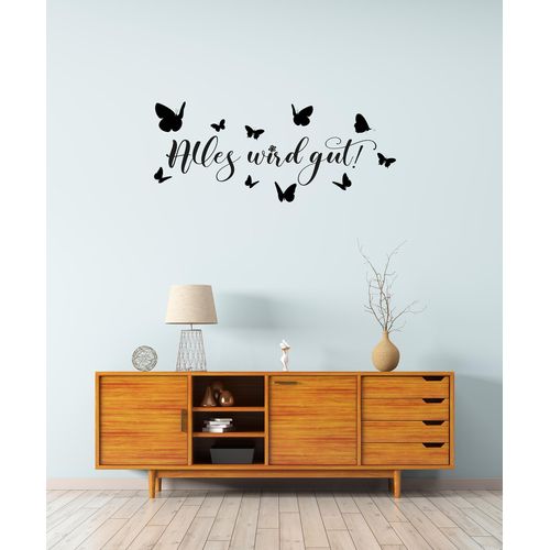 4067437735437 - Wandtattoo HOME AFFAIRE Alles wird gut - Schmetterlinge Wandtattoos Gr B H 60 cm x 25 cm schwarz Wandtattoos und Wandsticker Wandaufkleber selbstklebend rückstandslos abziehbar