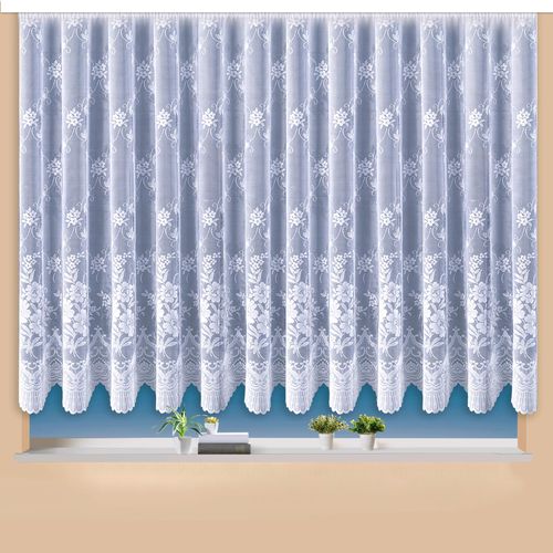 4005385835595 - Gardine WECKBRODT Siena Gr 1 weiß B300cm H100cm Jacquard Polyester Gardinen Jacquard strukturiert AlloverFloralhalbtransparent Bordüre Store