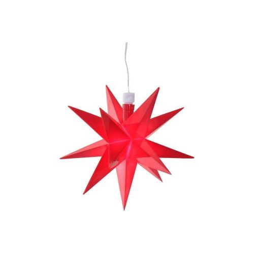 4057984010170 - 3D LED Stern Kunststoff 12cm rot mit Timer batteriebetrieben Leuchtstern