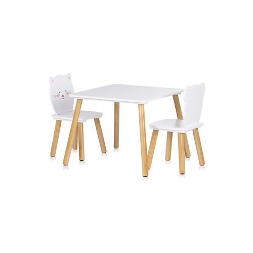 3800933002860 - Kinder Tischset Tiermotiv Tisch 2 Stühle Holz Sitzgruppe ab 2 Jahre weiß 3800933002860 - Kinder Tischset Tiermotiv Tisch 2 Stühle Holz Sitzgruppe ab 2 Jahre weiß
