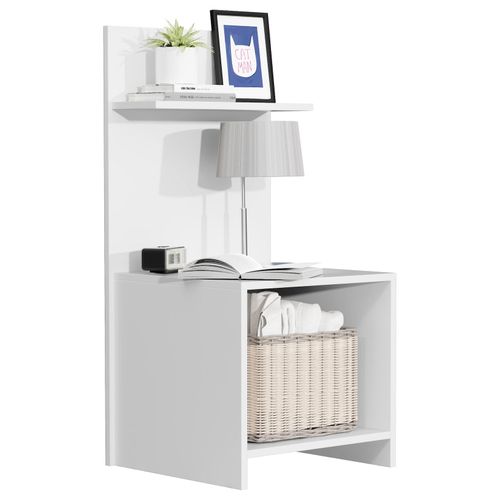 4051814440014 - Nachtschrank Beistelltisch mit viel Stauraum hoher Nachttisch H 91 x B 45 x T 40 cm Nachkästchen mit Ablage aus Holz - Malisa