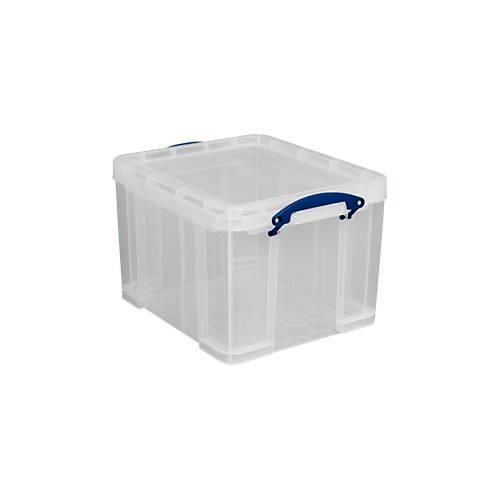 5060024801309 - Transportbox Really Useful Box Volumen 35 l L 480 x B 390 x H 310 mm stapelbar mit Deckel & Klappgriffen Recycling-PP transparent 5060024801309 - Transportbox Really Useful Box Volumen 35 l L 480 x B 390 x H 310 mm stapelbar mit Deckel & Klappgriffen Recycling-PP transparent