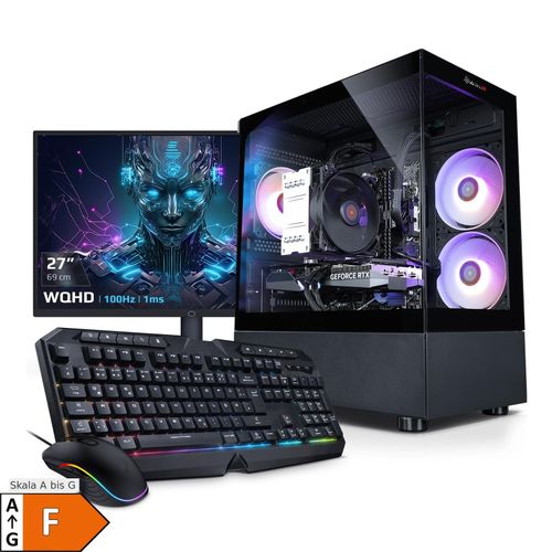 4099836009529 - PC Set Gaming mit 27 Zoll TFT Invader XS VIII AMD Ryzen 7 8700F 32GB DDR5 NVIDIA RTX 5070 12 GB 1TB SSD Windows 11
