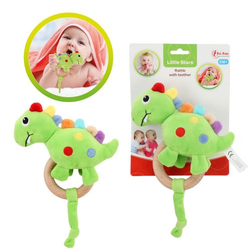 8719904721301 - Toi-Toys 72130A - Little Stars - Babyrassel Dino mit Holz-Beißring Dinosaurier Kleinkinderspielzeug 8719904721301 - Toi-Toys 72130A - Little Stars - Babyrassel Dino mit Holz-Beißring Dinosaurier Kleinkinderspielzeug