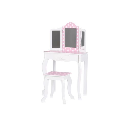 3800933002884 - Kinder Schminktisch Frisiertisch aus Holz Hocker Spiegel Schublade weiß