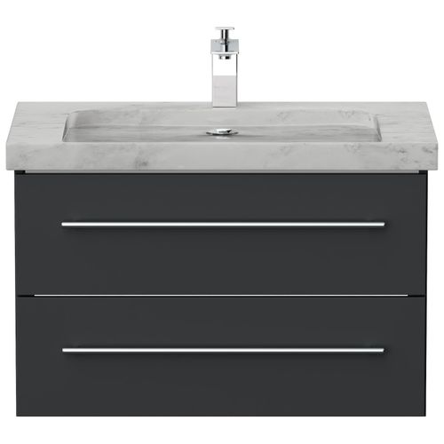 4251982676776 - Badmöbel Marmor Carrara White YAMO 75 cm 1 Hahnloch SoftClose weiß hochglanz