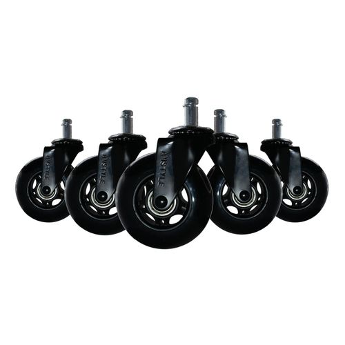 4251757727979 - 5er Set Bürostuhlrollen Schwerlastrollen Schwarz Hartbodenrollen Universalrollen