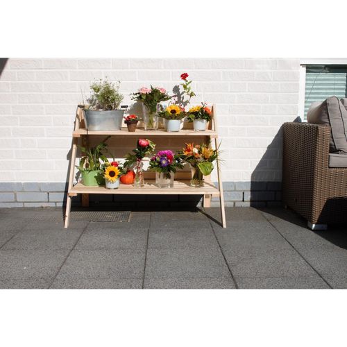 4012379351214 - Pflanzentreppe PROMADINO Pflanzgefäße beige (natur) Deko BxTxH 102x59x81 cm