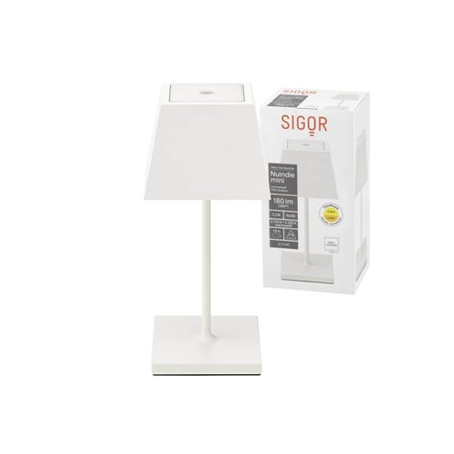 4028085451803 - Sigor Nuindie Mini Akku Tischleuchte 25cm eckig schneeweiß – kompakte Tischlampe – 2200-2700K – IP54 – Easy Connect 4028085451803 - Sigor Nuindie Mini Akku Tischleuchte 25cm eckig schneeweiß – kompakte Tischlampe – 2200-2700K – IP54 – Easy Connect