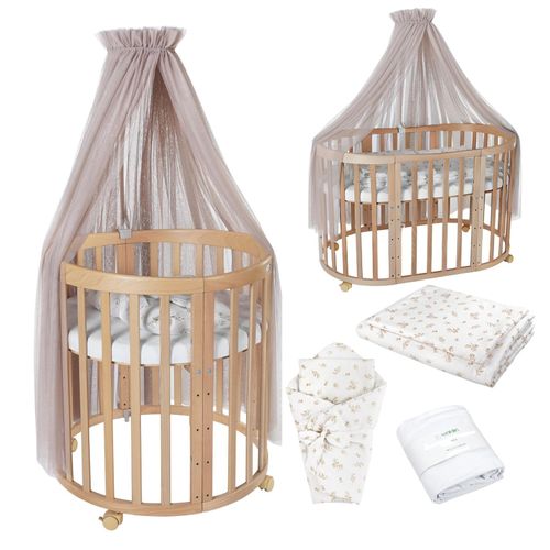 5904844916037 - Waldin Babybett OWAL Kinderbett 7in1 mit Matratze mitwachsendes Kinder-Bett