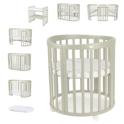 5904844915184 - Waldin Babybett OWAL Kinderbett 7in1 mit Matratze mitwachsendes Kinder-Bett