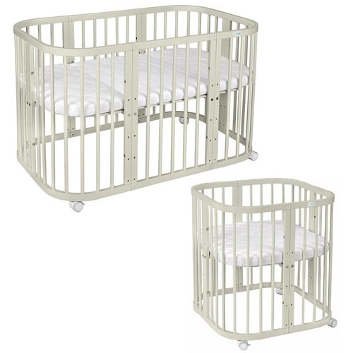 5904844915177 - Waldin Babybett Kinderbett 7in1 mit Matratze mitwachsendes Kinder-Bett