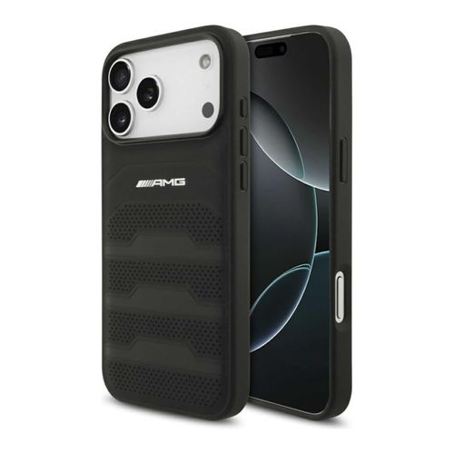 3666339556136 - AMG Apple Debossed Lines Logo iPhone 17 Pro Max Schutzhülle Schwarz
