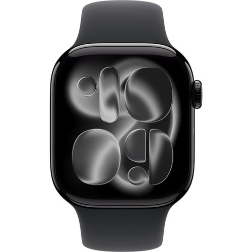 0195950631838 - Apple Watch Series 11 GPS 46mm Diamantschwarz Aluminium Case mit schwarzem Sport Band - M L