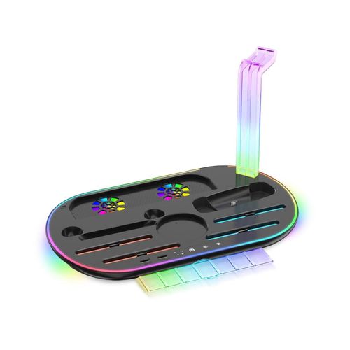 4255785194123 - Für Nintendo Switch 2 RGB Licht Ladestation mit Kühlung Ablage Schwarz