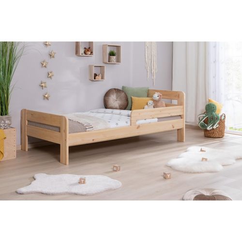 4251105981022 - TiCAA Einzelbett Kinderbett Jugendbett Bennet mit Rausfallschutz & Lattenrost für Schlafzimmer Kinderzimmer Kiefer Massivholz Bettgestell 90 x 200 cm 4251105981022 - TiCAA Einzelbett Kinderbett Jugendbett Bennet mit Rausfallschutz & Lattenrost für Schlafzimmer Kinderzimmer Kiefer Massivholz Bettgestell 90 x 200 cm