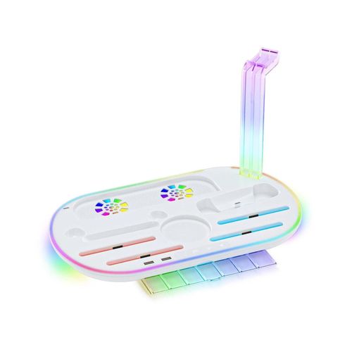 4255785194048 - Für Nintendo Switch 2 RGB Licht Ladestation mit Kühlung Ablage Weiß