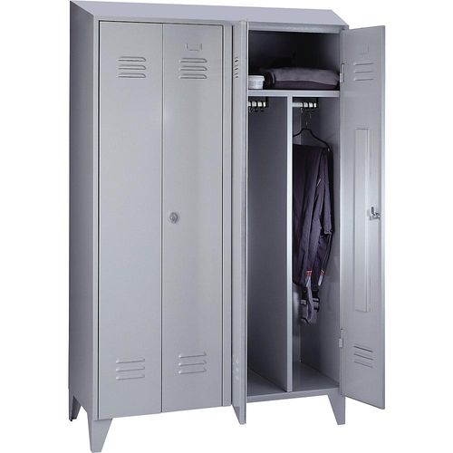 4250618256351 - Schwarz-Weiß-Spind Berlin 2 2 Abteile lichtgrau Breite 1200 mm schräge Dachform 4250618256351 - Schwarz-Weiß-Spind Berlin 2 2 Abteile lichtgrau Breite 1200 mm schräge Dachform