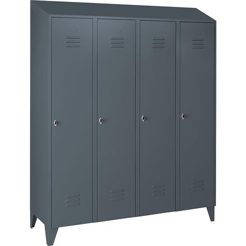 4250618240237 - Spind Berlin 2 4 Abteile blaugrau Breite 1600 mm schräge Dachform 4250618240237 - Spind Berlin 2 4 Abteile blaugrau Breite 1600 mm schräge Dachform