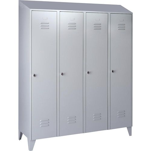 4250618240244 - Spind Berlin 2 4 Abteile lichtgrau Breite 1600 mm schräge Dachform